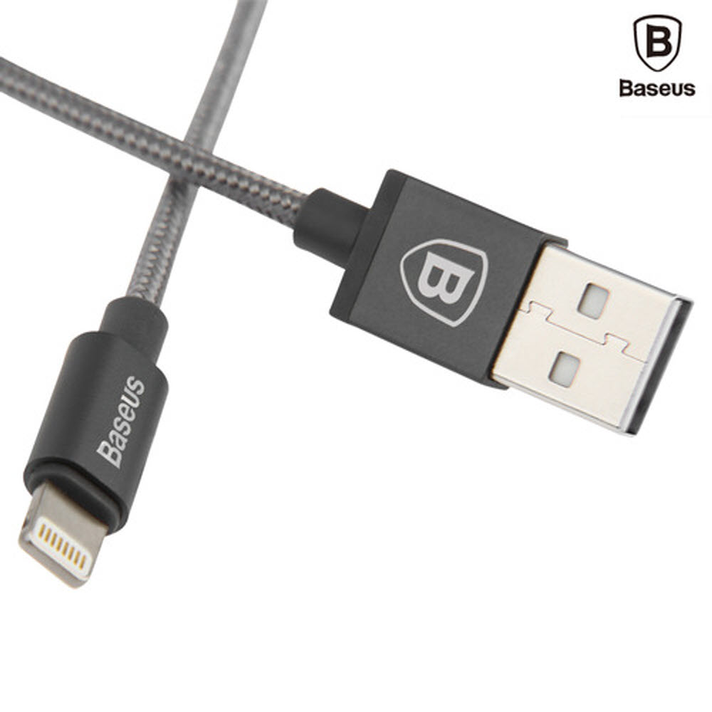 BASEUS MFI인증 아이폰 라이트닝8핀 메탈 충전 데이터케이블 2.4A 1M 다크그레이