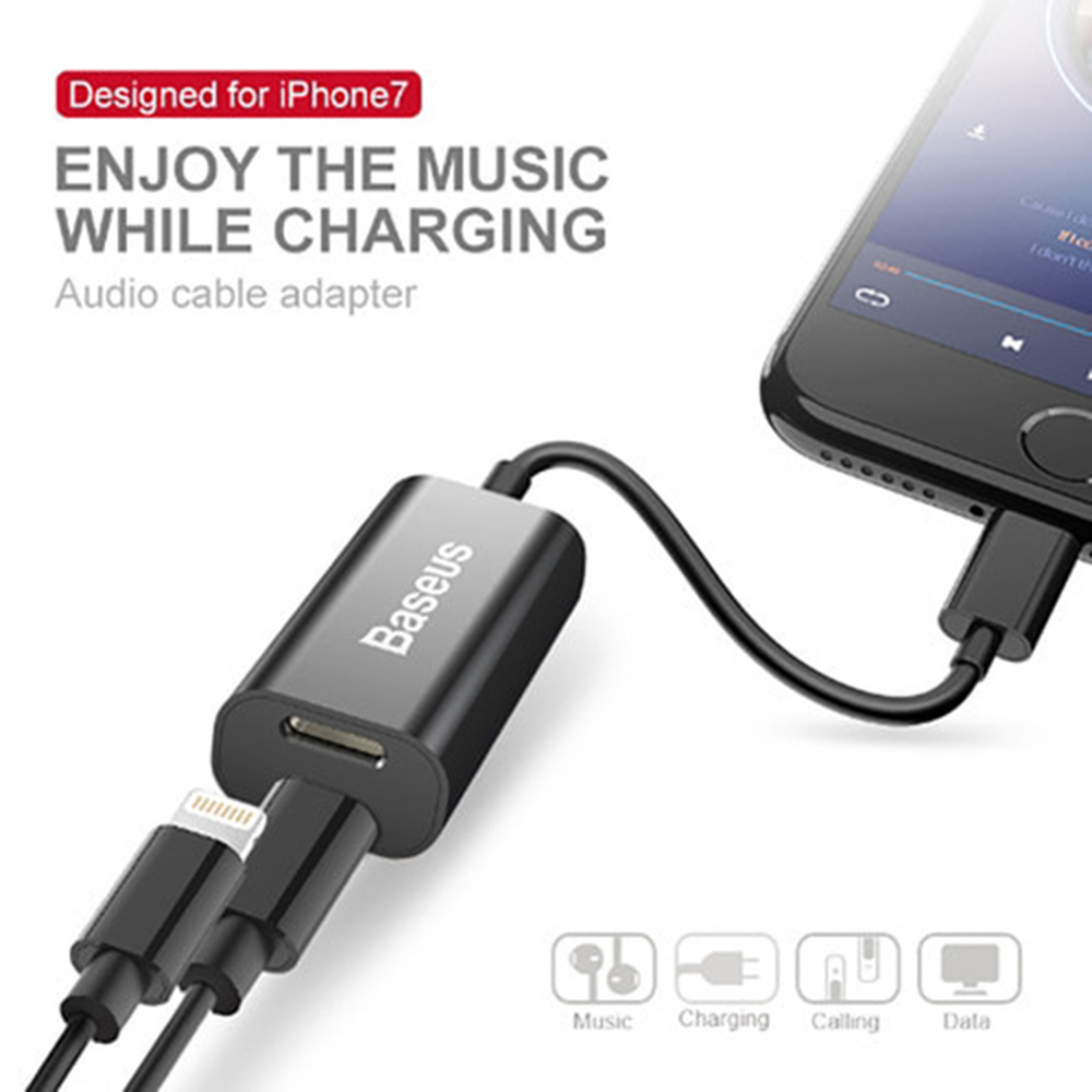 BASEUS 아이폰7용 이어폰젠더 충전젠더 블랙