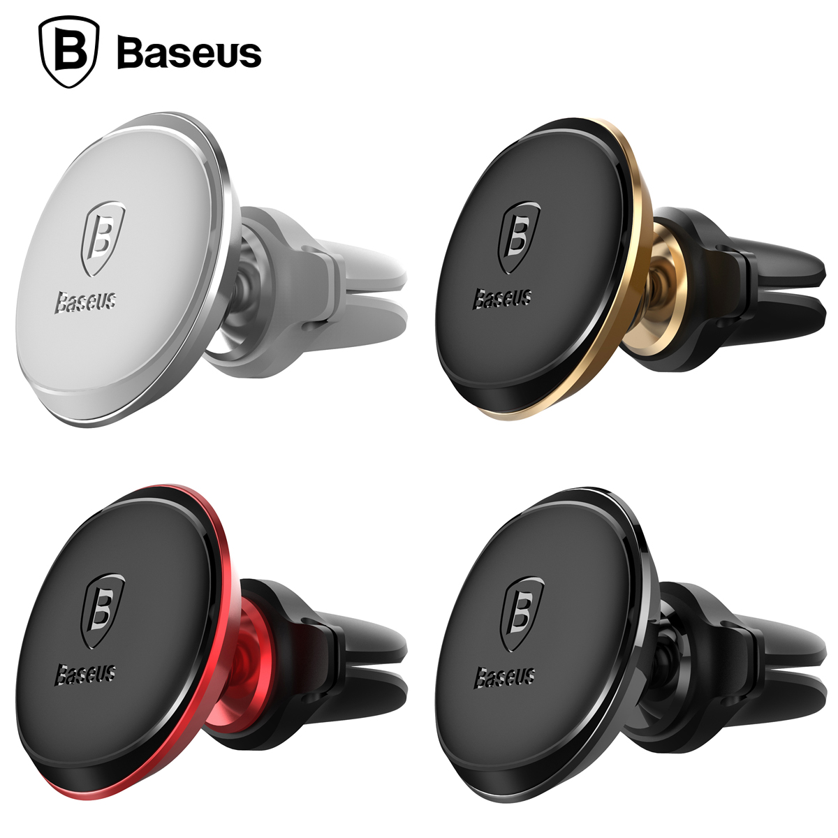 베이스어스 케이블클립 송풍구형 마그네틱거치대실버