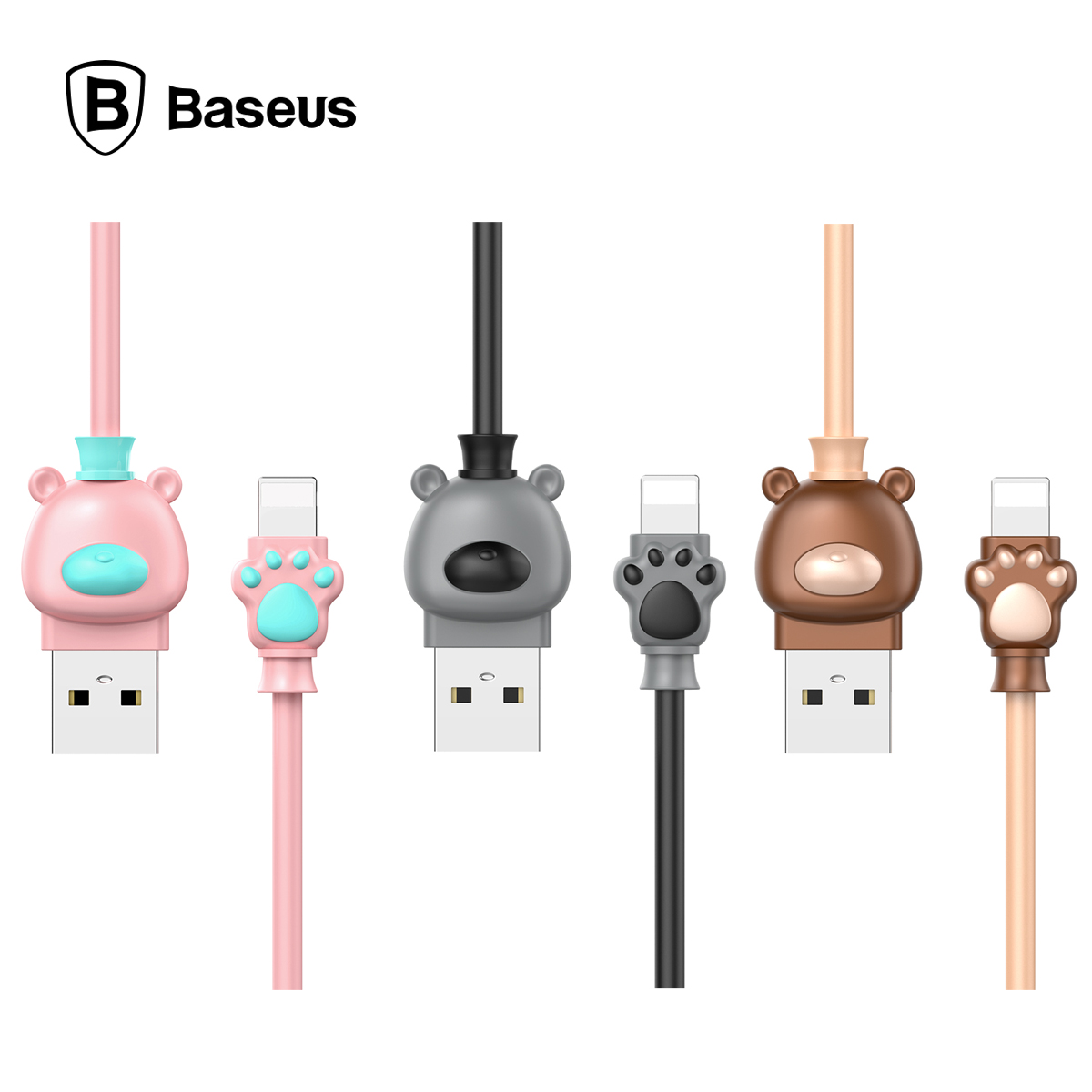 베이스어스 베어케이블 라이트닝8핀 핑크블루