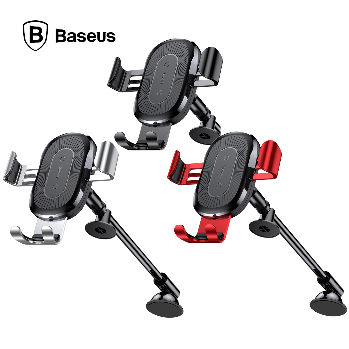 베이스어스 대쉬보드형 무선충전기 그래비티 카마운트 레드