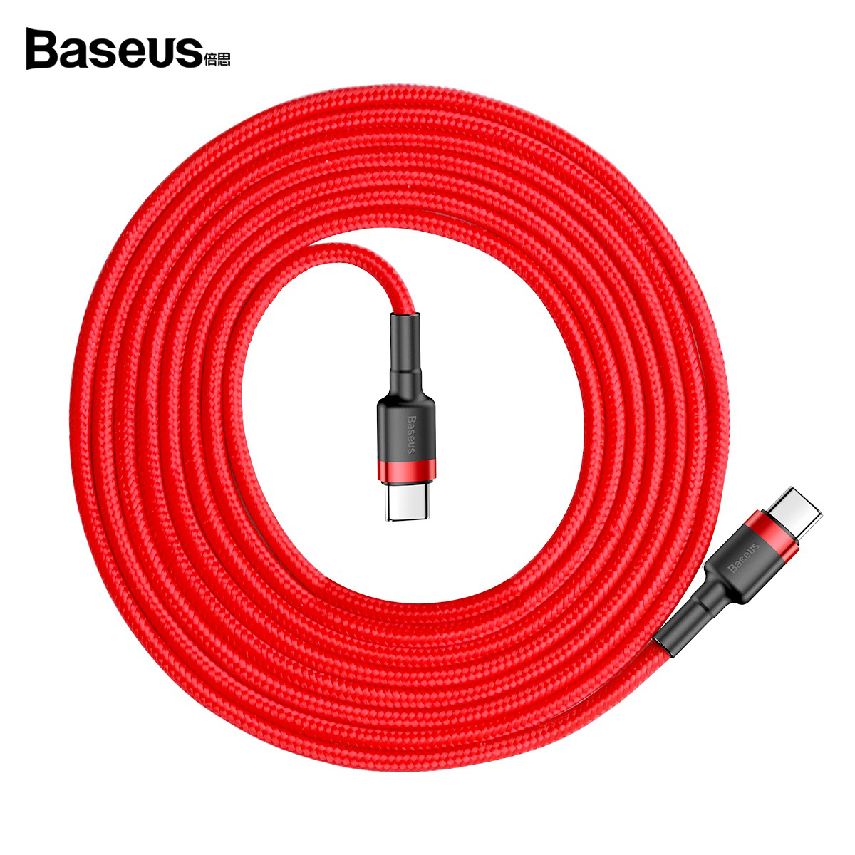 베이스어스 C타입 PD2.0 고속충전 데이타케이블 (레드)