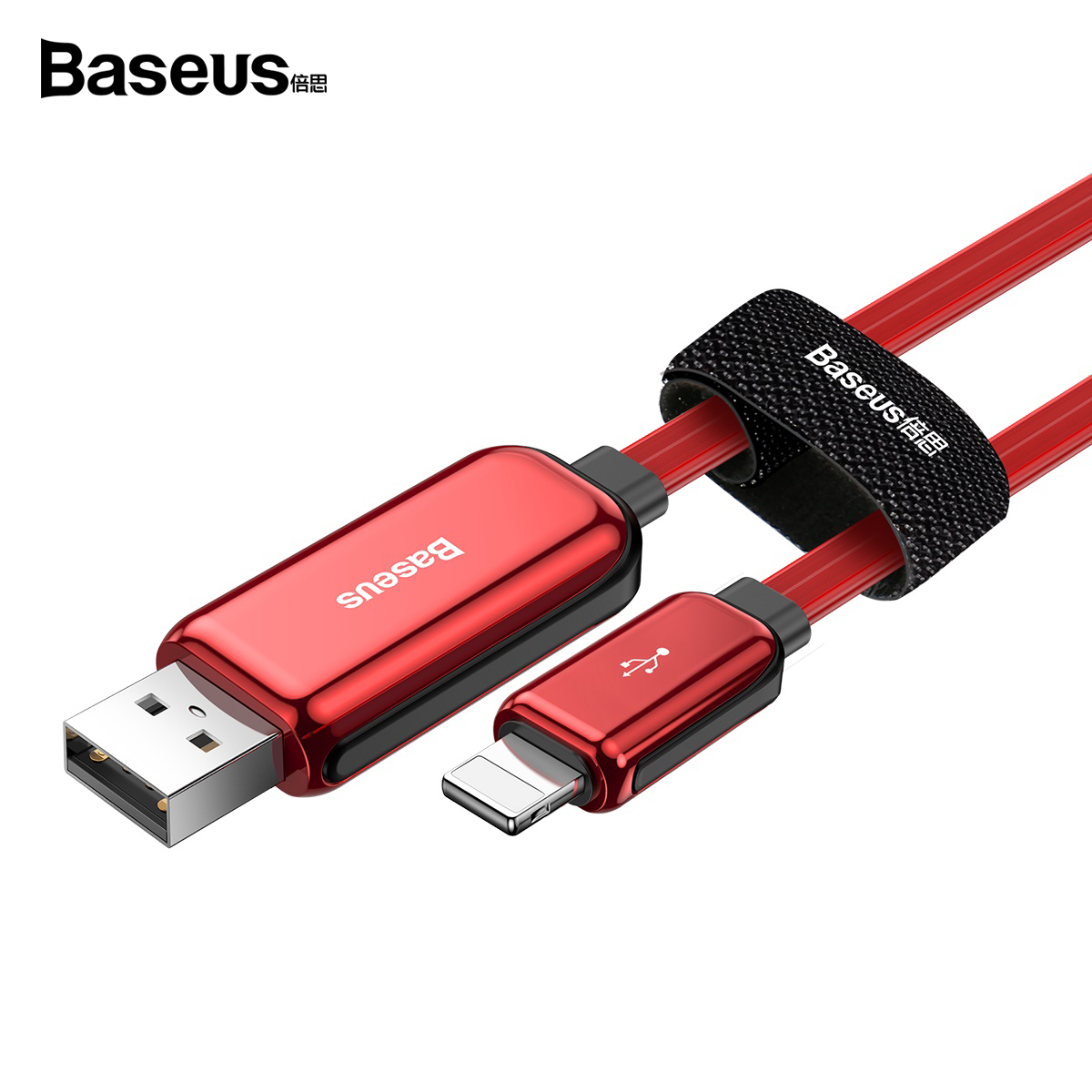 베이스어스 글로잉 라이트 LED 케이블 8핀 (레드)