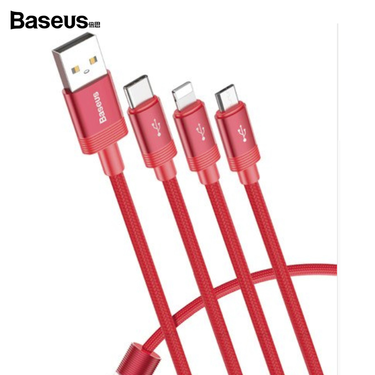 베이스어스 데이터 팩션 3in1 케이블(레드)