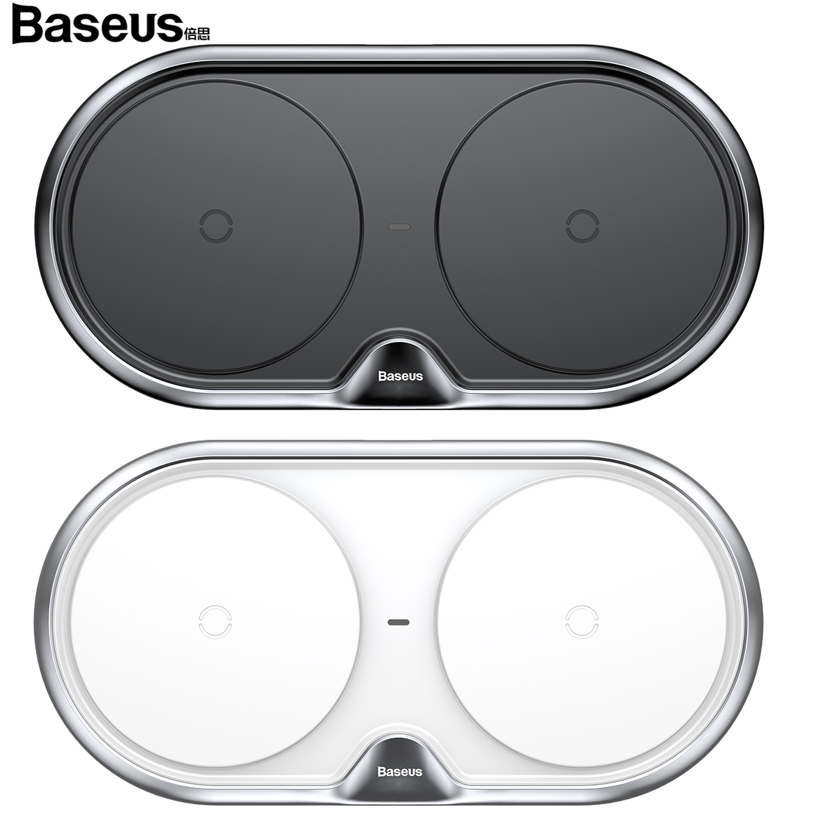 베이스어스 메탈 듀얼 고속 무선충전패드(실버)