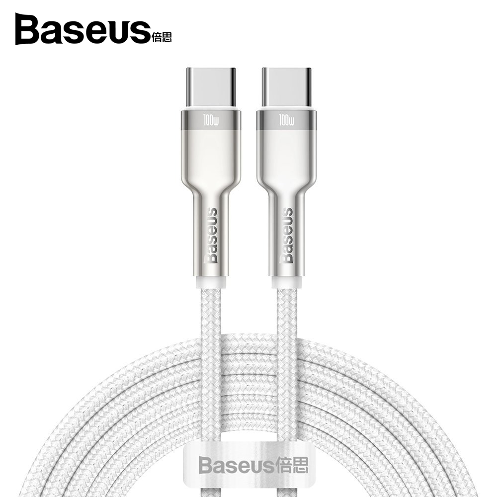 베이스어스 메탈 100W CtoC 고속충전 데이터 케이블 2M 화이트