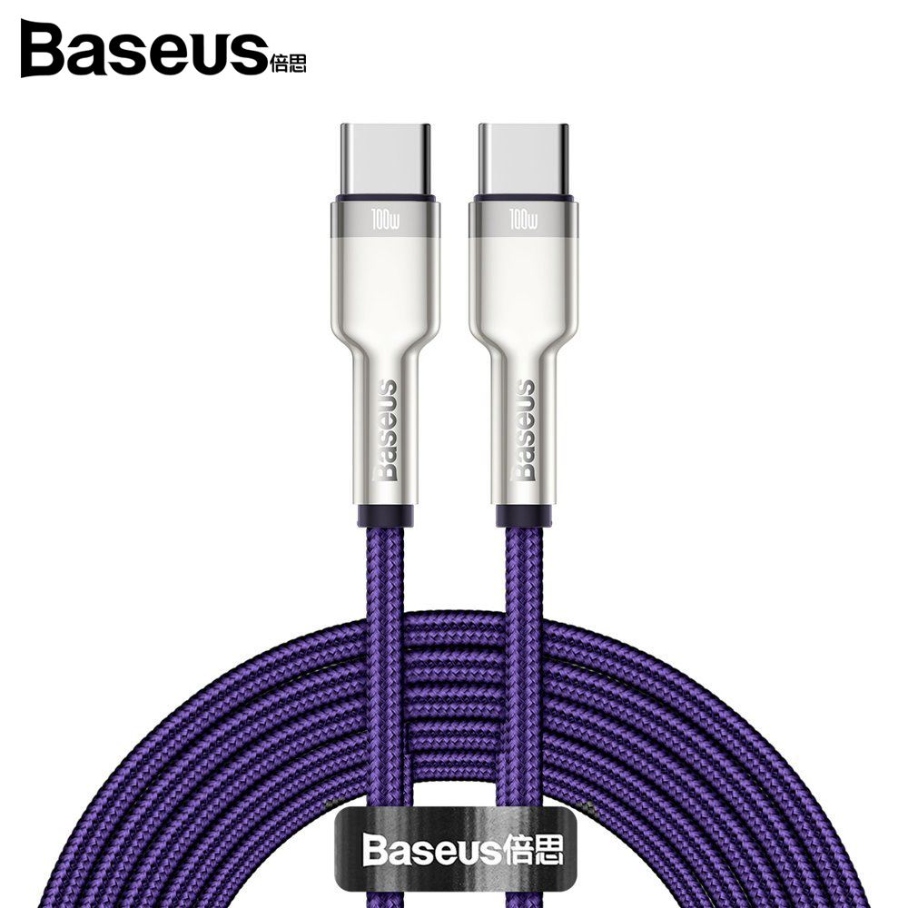 베이스어스 메탈 100W CtoC 고속충전 데이터 케이블 2M 퍼플