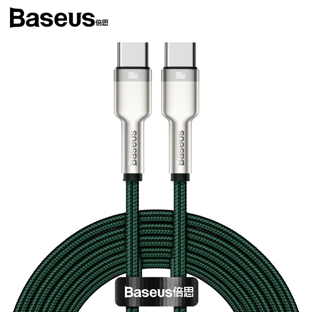 베이스어스 메탈 100W CtoC 고속충전 데이터 케이블 2M 그린