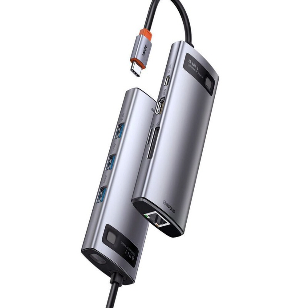 베이스어스 메탈 글림 C타입 8in1 멀티 허브 도킹스테이션 그레이