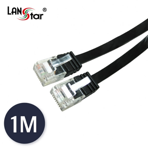 UTP평면 랜케이블 , CAT.6 DIRECT 1M, BLACK(▶검정◀)
