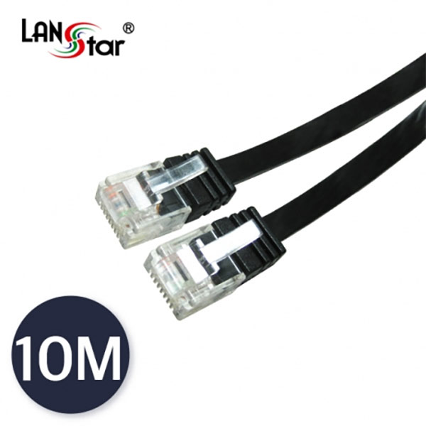 UTP평면 랜케이블 , CAT.6 DIRECT 10M, BLACK(▶검정◀)