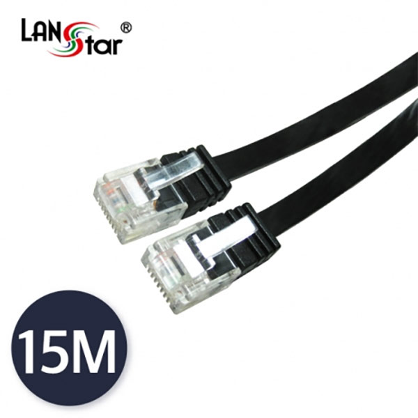 UTP평면 랜케이블 , CAT.6 DIRECT 15M, BLACK(▶검정◀)