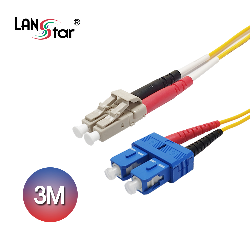 광케이블, 싱글모드(S／M), SC-LC, 3M 노랑색