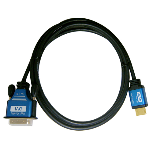 DVI 블루메탈 케이블 , DVI／M-HDMI19／M, Blue, 4K 30Hz, 10M