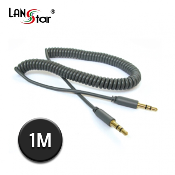 AUX스테레오케이블, 3.5ST M/M, 차량용Coiled, 1M