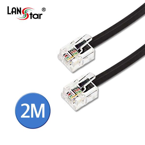 전화선 케이블, RJ12, 6P4C, Black, 2M