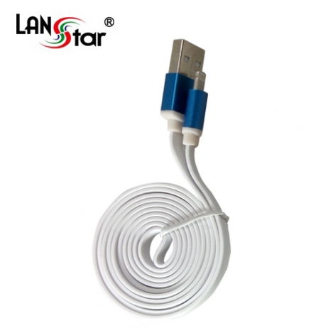 아이폰5/6 USB TO 라이트닝 8핀 평면 충전 데이터 블루메탈 케이블 1M