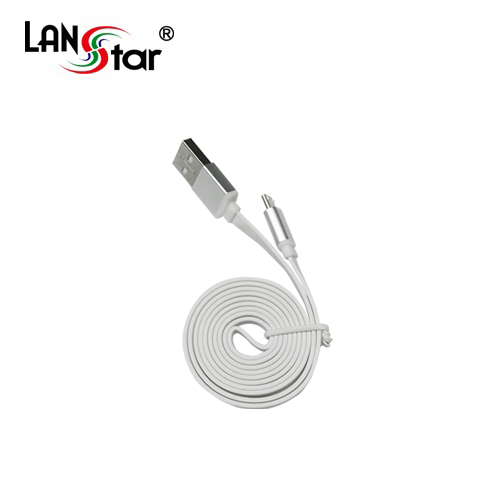 삼성/LG용 USB TO 마이크로 B 평면 충전 데이터 실버메탈 케이블 1M