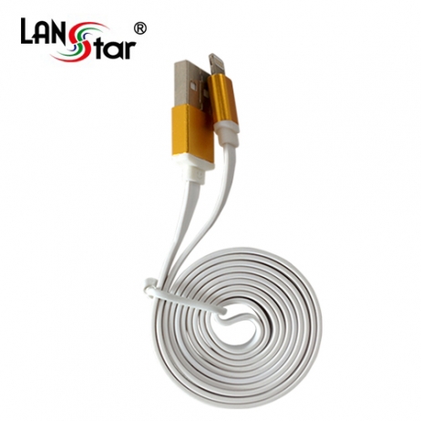 아이폰5/6 USB TO 라이트닝 8핀 평면 충전 데이타 골드메탈 케이블 1M