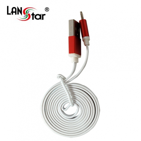 아이폰5/6 USB TO 라이트닝 8핀 평면 충전 데이터 레드메탈 케이블 1M