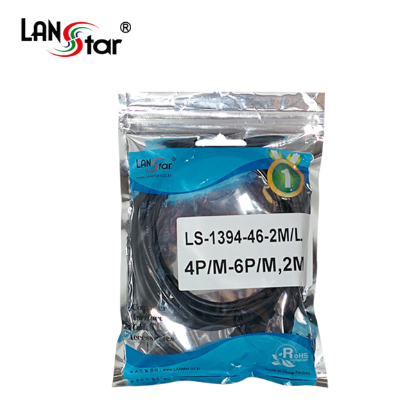 1394케이블 , 4P-6P, Black, 2M
