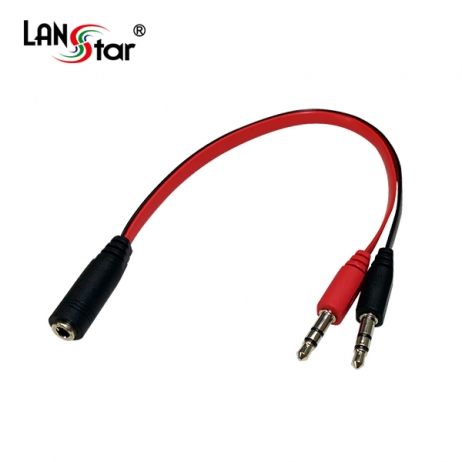 PC 헤드셋 변환케이블 평면 Black/Red 0.2M