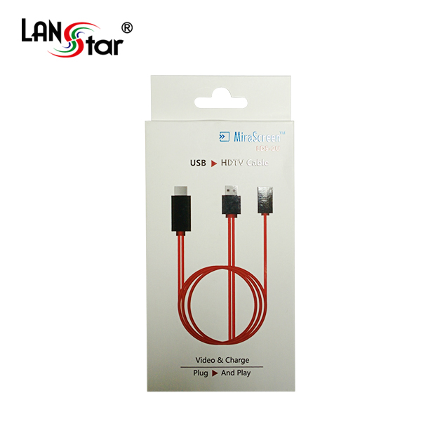 아이폰 안드로이드 겸용 미러링 케이블/MHL기능 RED 1M