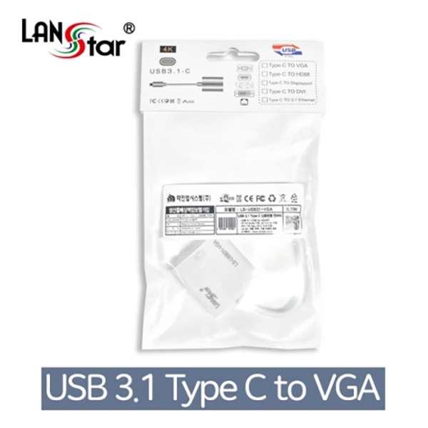 신호변환 컨버터 USB 3.1(M) TO VGA(F) 0.15M, Full HD 60Mhz