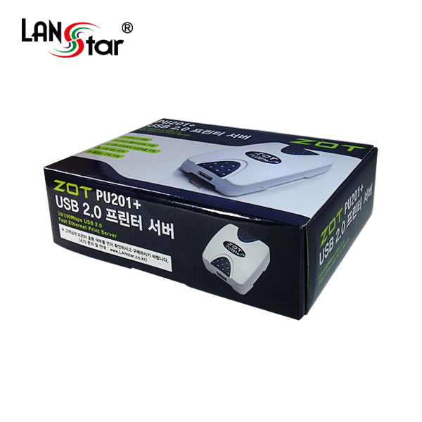 [LANstar] 프린터서버 ZOT PU201-PLUS,USB2.0 1PORT, 5V1A(24개 : 1박스 수량)[30152]