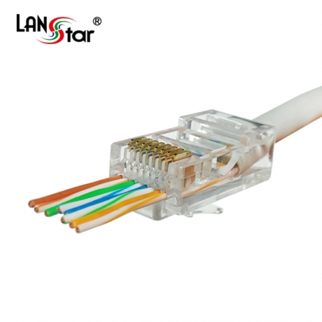 D[40662] 케이블 통과형 모듈러 콘넥터 8P8C, RJ45, CAT.5E, UTP