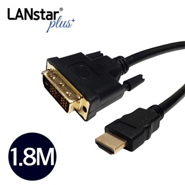 DVI-HDMI 케이블 , DVI18+1/M- HDMI 19/M, Black 1.8M