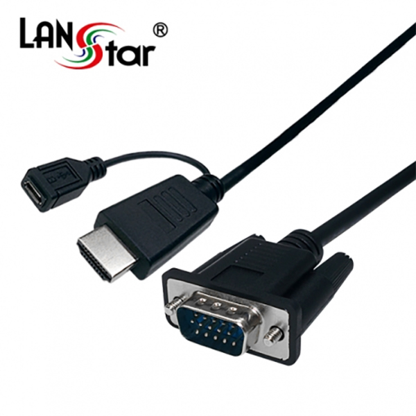 HDMI TO VGA 컨버터 케이블 1.8M/ With Power-Micro B(F)