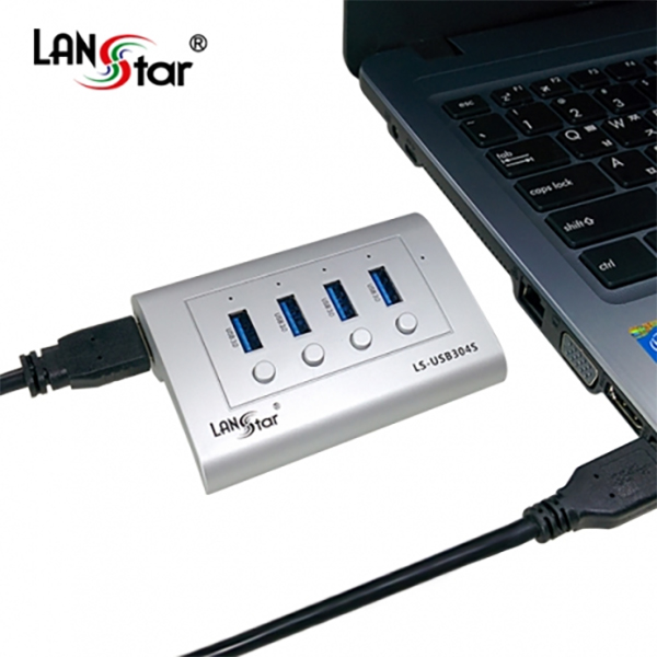 USB허브 , USB3.0 4Port. Silver,무전원/전원추가가능 LS-USB304S