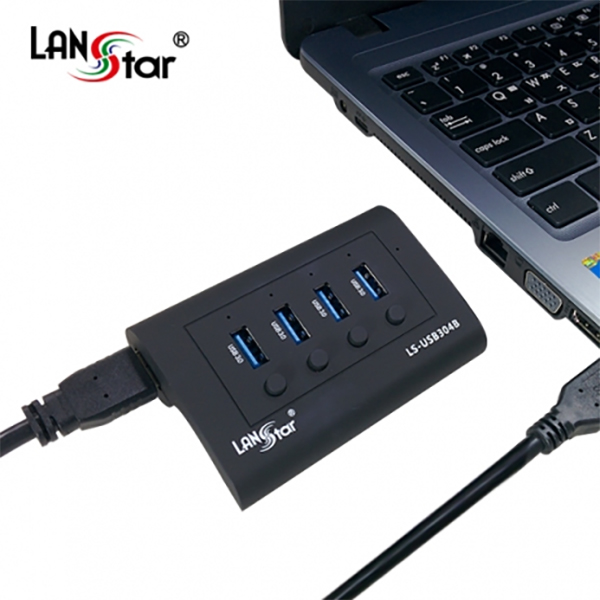 USB허브 , USB3.0 4Port. Black,무전원/전원추가가능 LS-USB304B