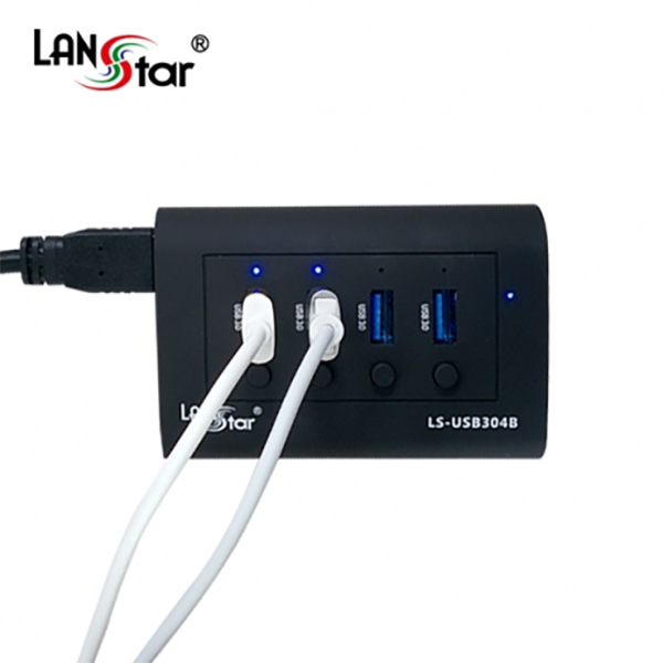 USB허브 , USB3.0 4Port. Black,무전원/전원추가가능 LS-USB304B