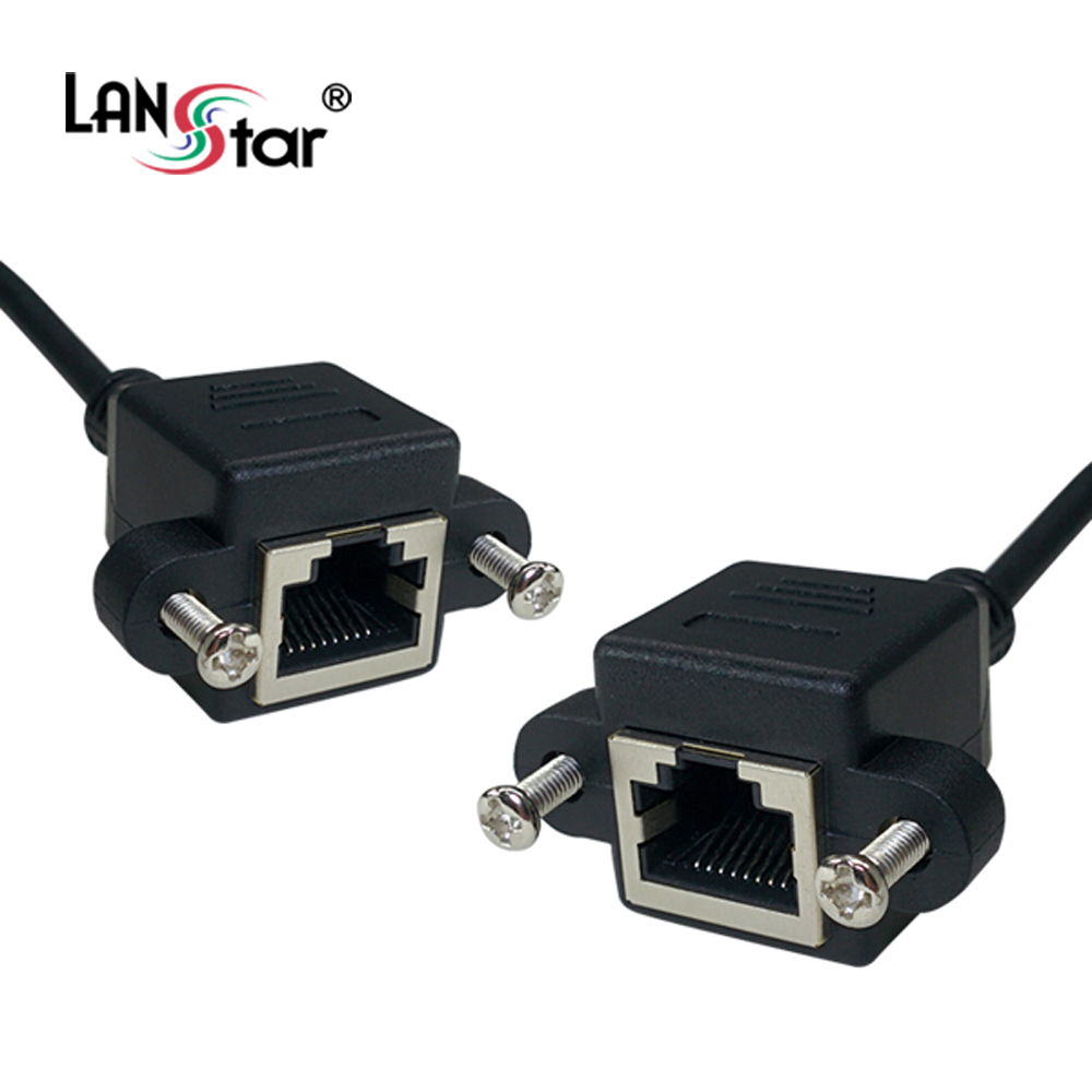 랜 ALL연장케이블 , CAT.5E FTP, 판넬형, RJ45 F/F, SCREW. 0.2M-검정