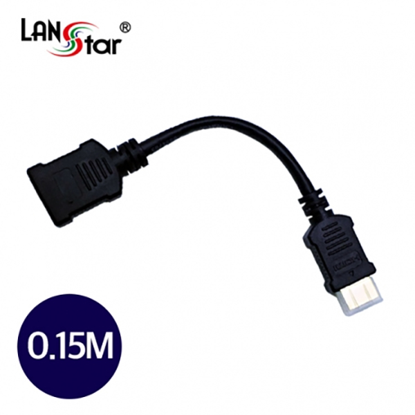 HDMI 2.0 연장 케이블, 19P M／F, Black, 4K 60Hz, 0.15M