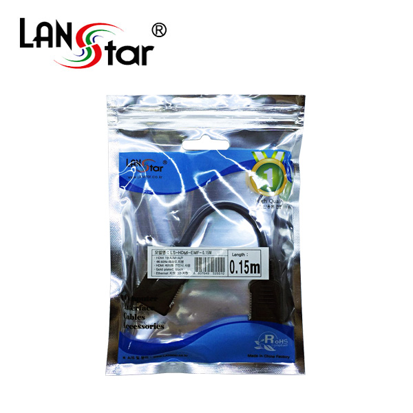 HDMI 2.0 연장 케이블, 19P M／F, Black, 4K 60Hz, 0.15M