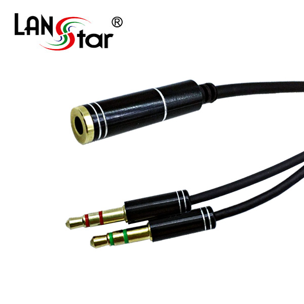 PC 헤드셋 변환케이블 블랙 메탈 0.3M