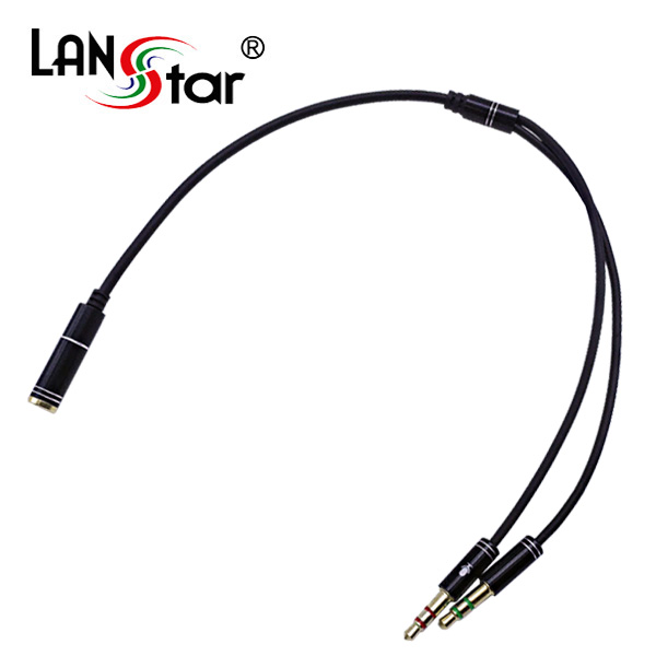 PC 헤드셋 변환케이블 블랙 메탈 0.3M