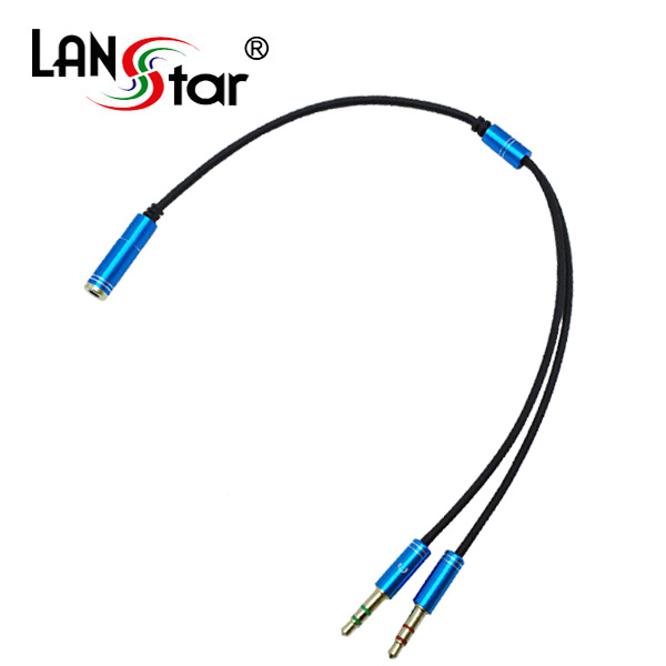 PC 헤드셋 변환케이블 블루 메탈 0.3M