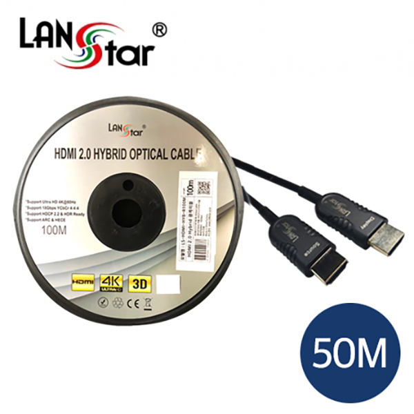 HDMI REAL 2.0 하이브리드 광케이블 , 19P M/M, Black, 4K*2K 60Hz 50M