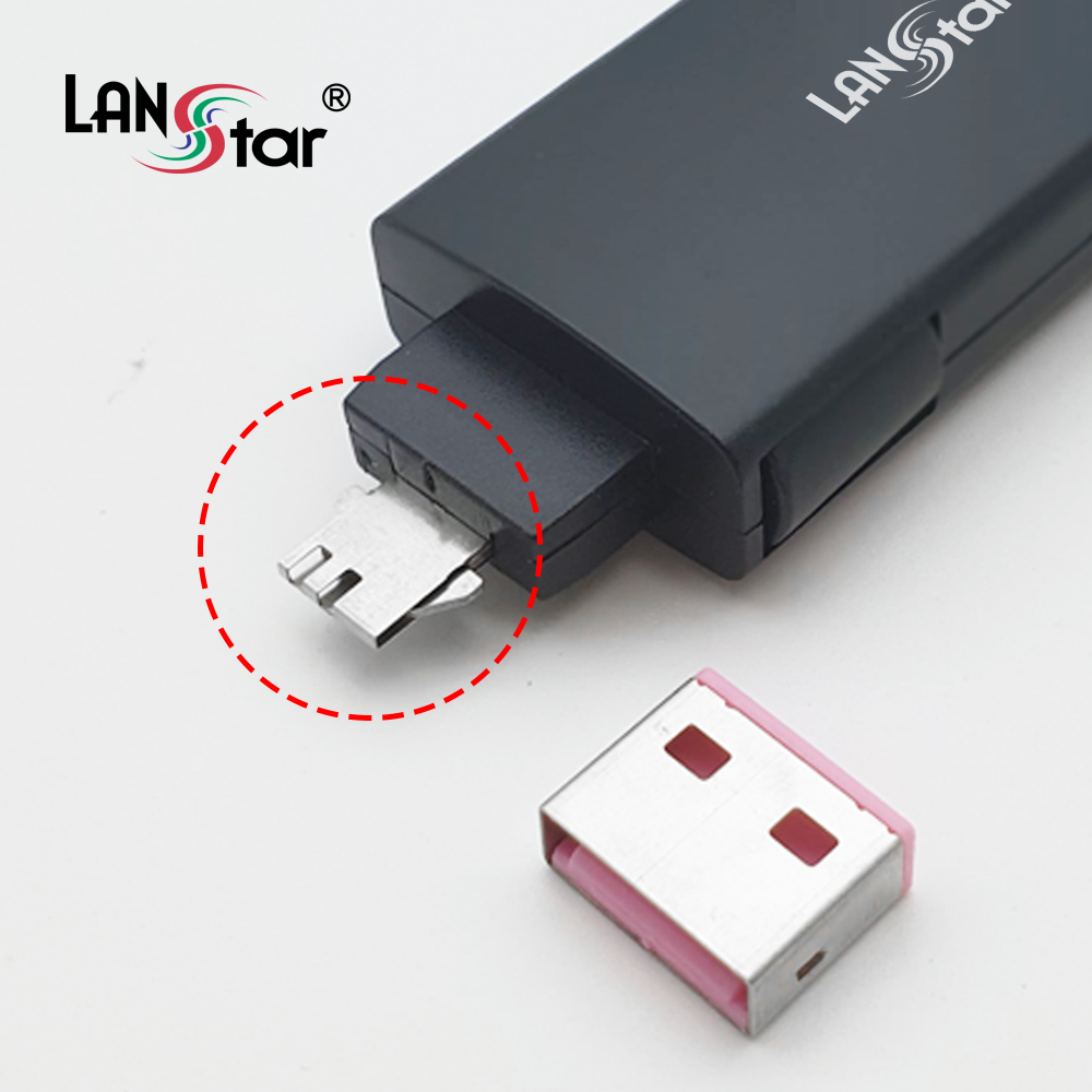 USB포트 잠금장치, USB A타입 커넥터 4개 포함 세트 (핑크)
