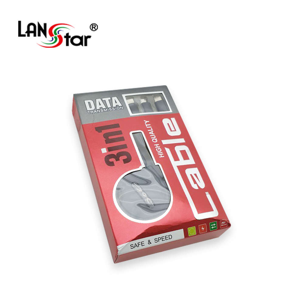 모바일 충전 데이터 케이블 1M, 3 in 1, 자동감김 (Type C/Micro 5P/ 8P) Black