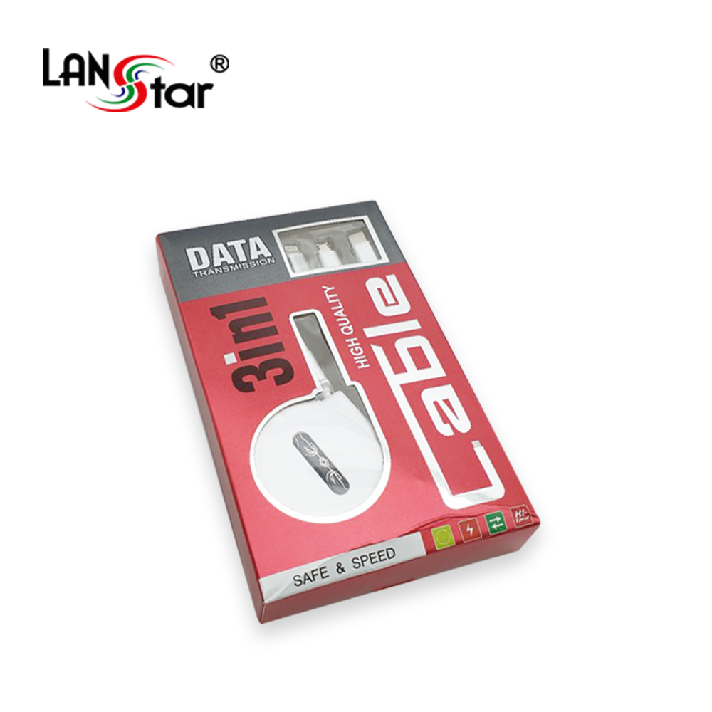 모바일 충전 케이블 1M, 3 in 1, 자동감김 (Type C/Micro 5P/ 8P) White