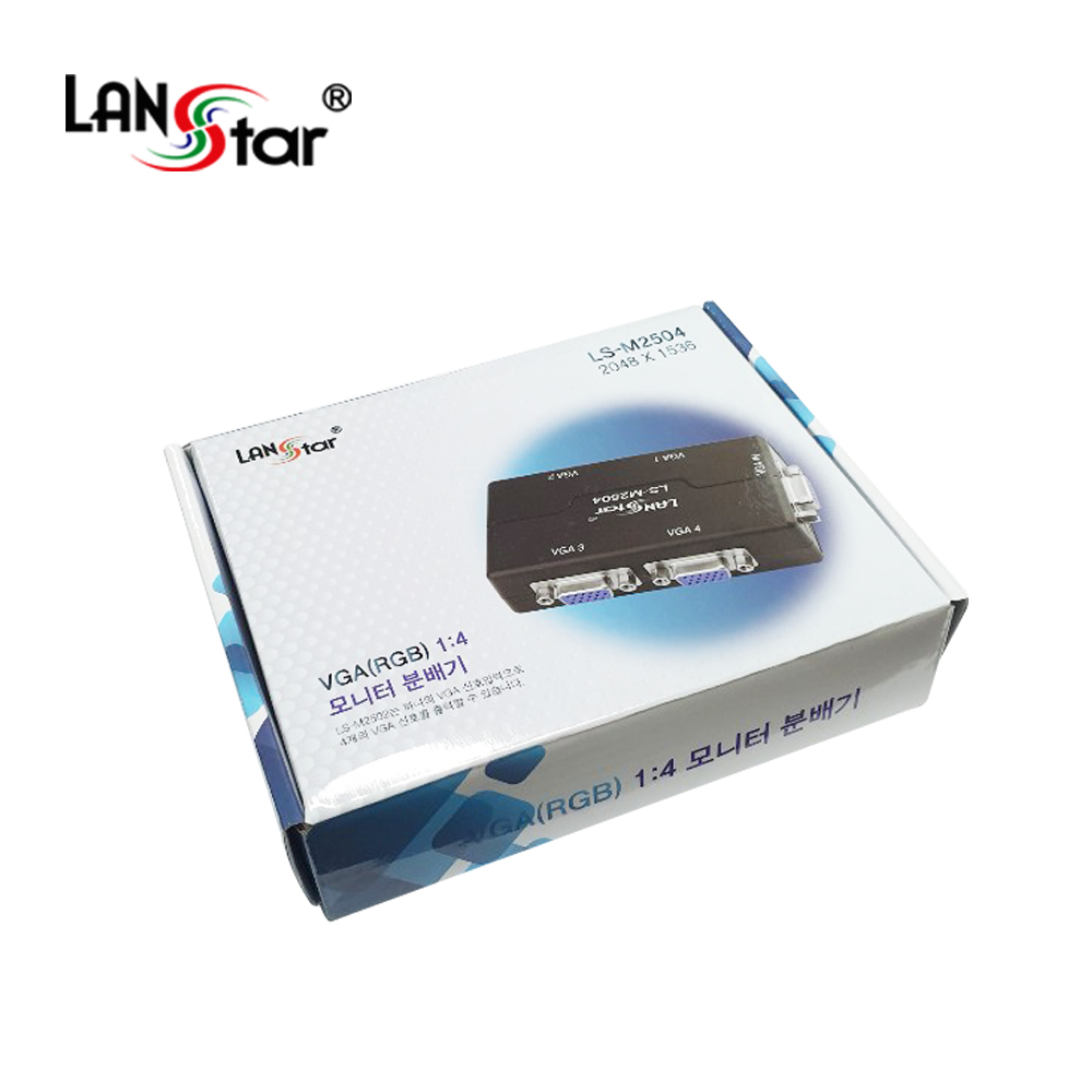 VGA(RGB) 1:4 모니터 분배기, 250Mhz