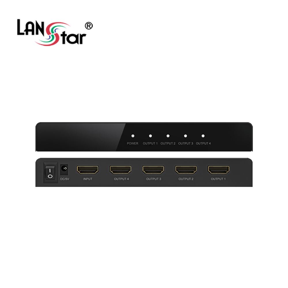 [LANstar] HDMI 1:4 분배기, 4K 60Hz, 다운스케일 지원 [30533]