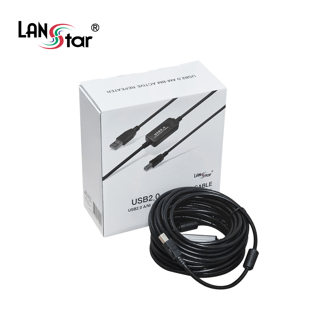 [LANstar] USB2.0 A to B 리피터 케이블 10M [30623]