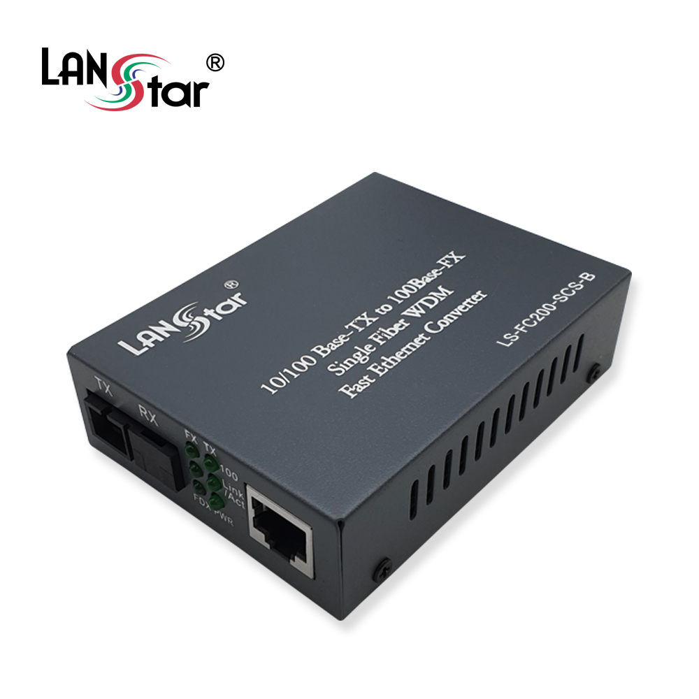 광 미디어 컨버터/광 컨버터, 10/100Mbps 싱글 SC타입, B타입 TX 1550nm/RX 1310nm, 최대 25km