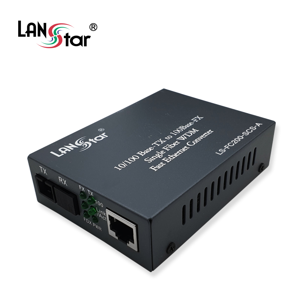 광 미디어 컨버터/광 컨버터, 10/100Mbps 싱글 SC타입, A타입 TX 1310nm/RX 1550nm, 최대 25km